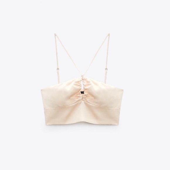 Zara Satin Effect Beige Crop Top - Picture 5 of 10